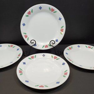 Corelle Quilt Salad Plates Corning Stencil Hearts Diamonds Dessert Plates